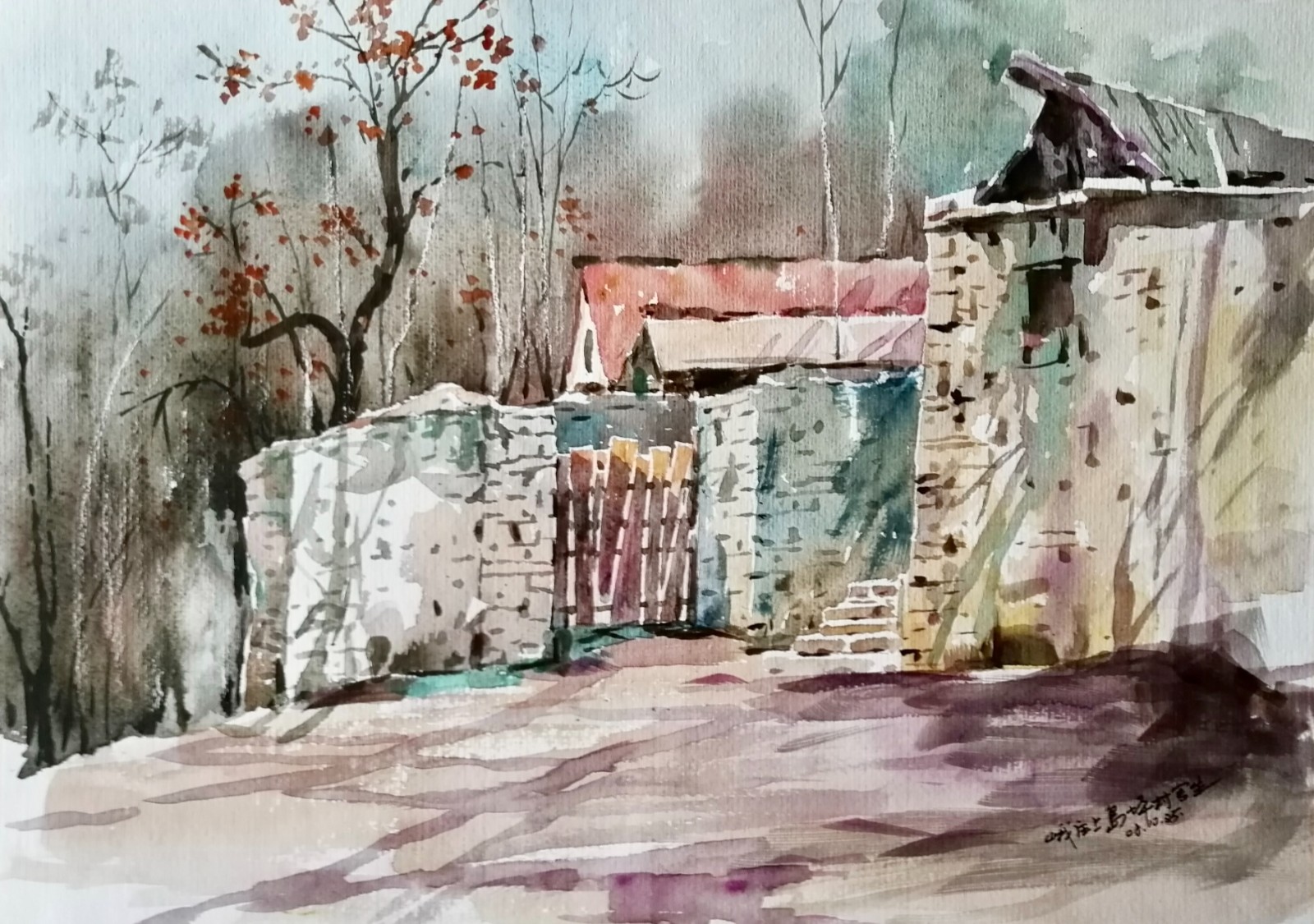 峨庄写生 纸本水彩