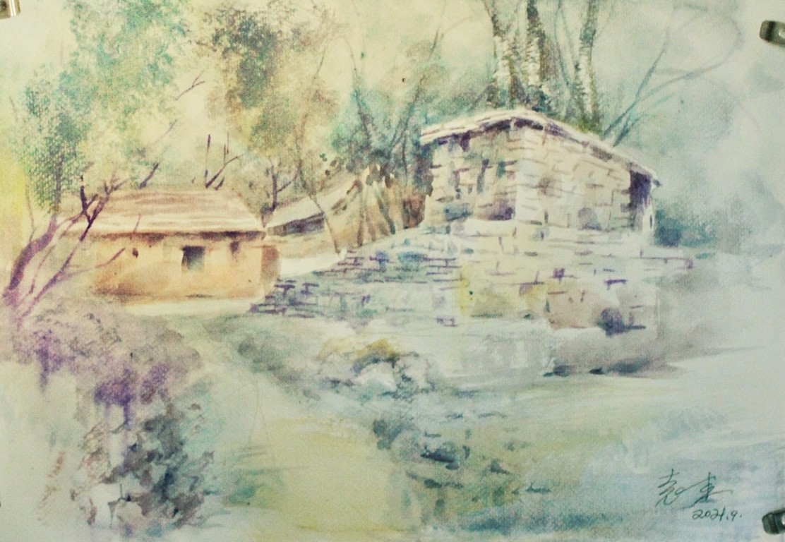 风景写生 37X53cm 纸本水彩 2021