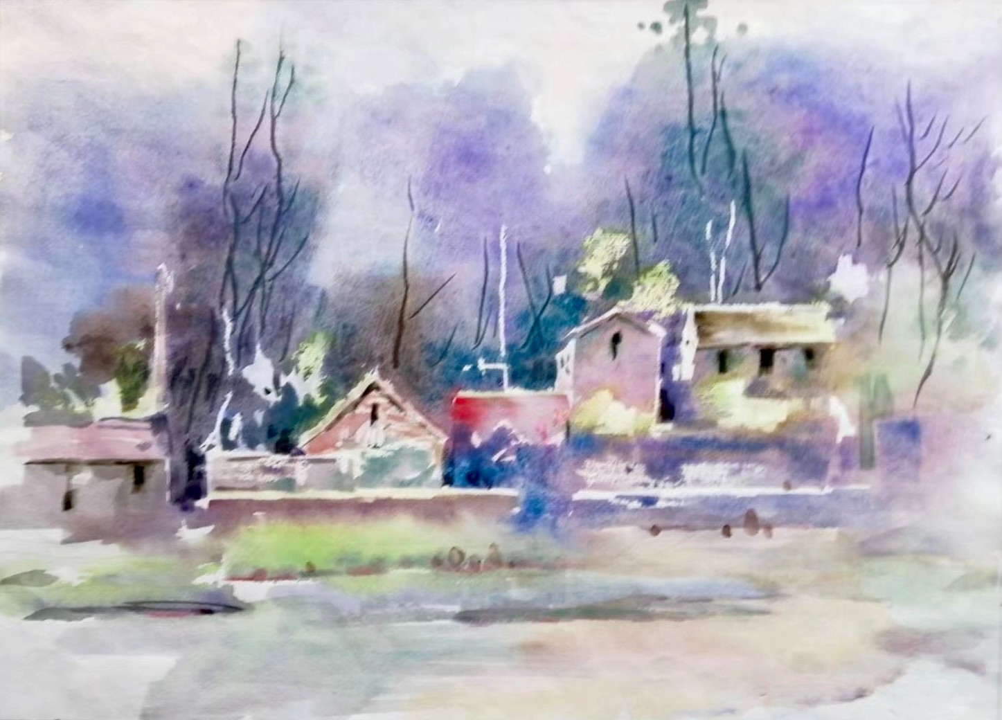 风景写生 37X53cm 纸本水彩