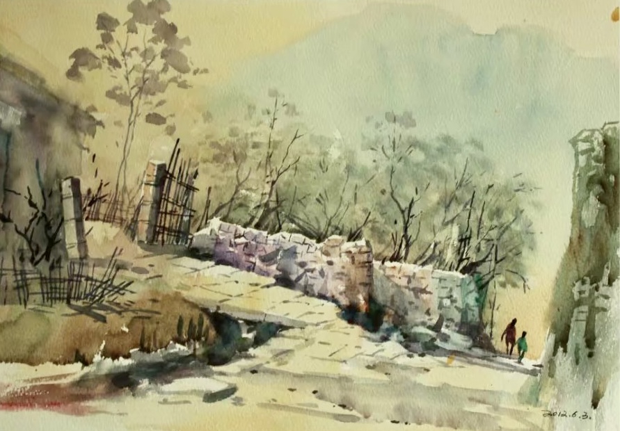 风景写生 37X53cm 纸本水彩 2012