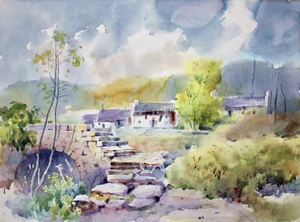 婺源写生 54X71cm 纸本水彩