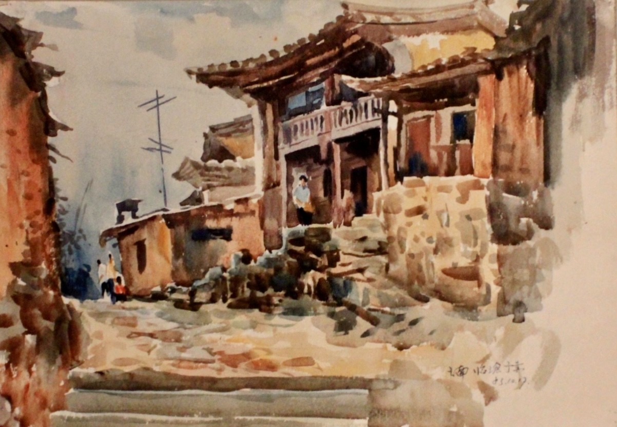云南临沧写生 37X53cm 纸本水彩 1983