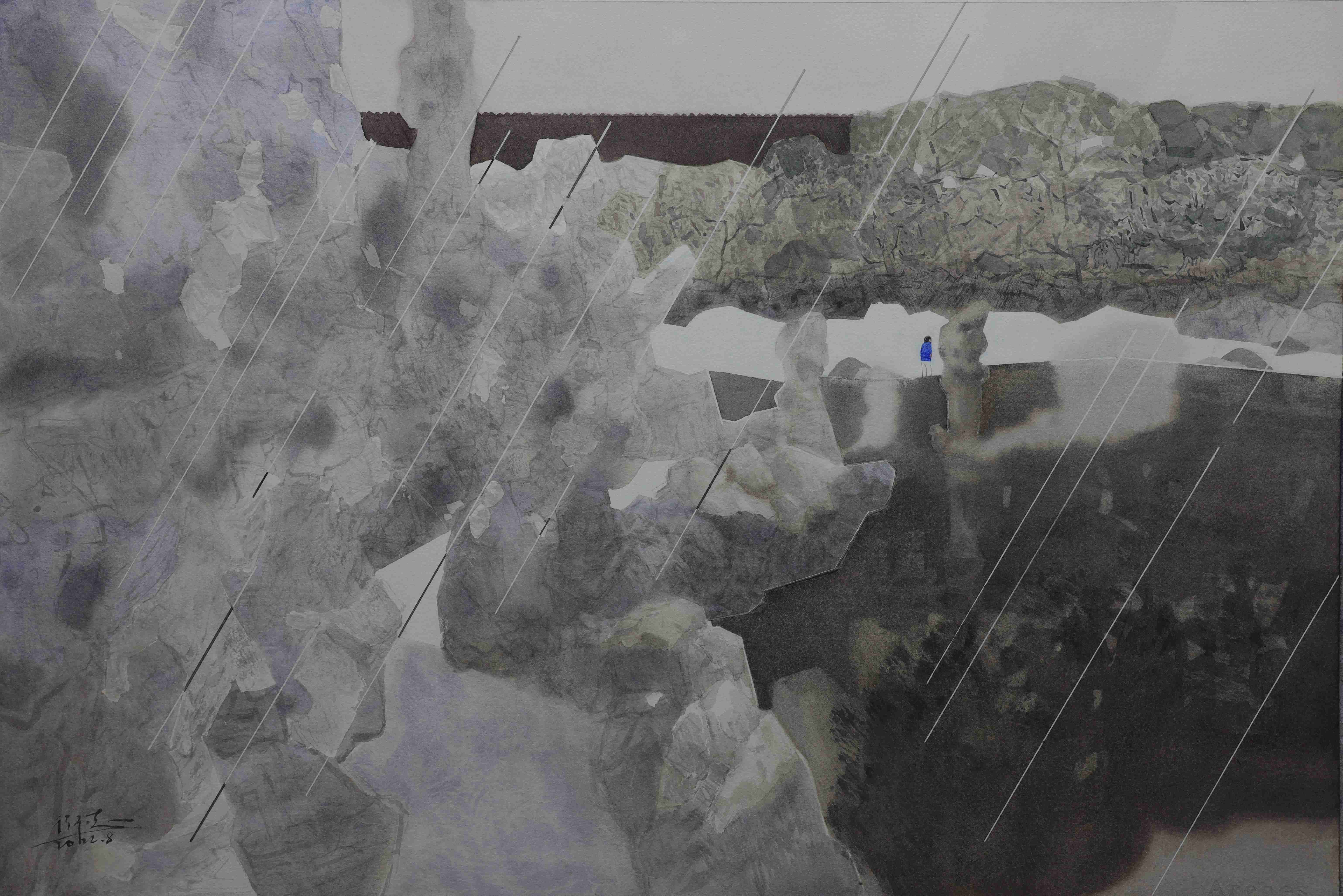 《两三点雨山前》76x53cm 水彩画  受邀参加 青岛首届中国当代水彩邀请展 (3)(1)